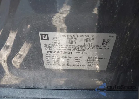 2016 Chevrolet Trax Ltz from USA, damaged, VIN 3GNCJRSB2GL201092